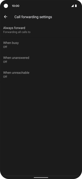 Press the required divert type.