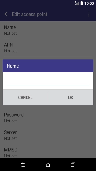 Key in Vodafone Internet and press OK.