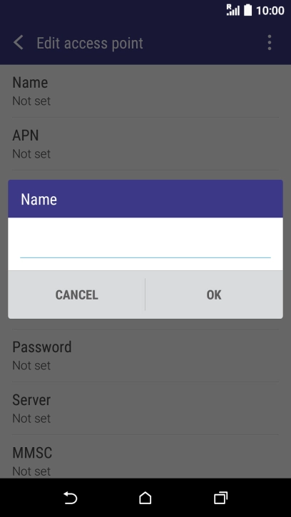 Key in Vodafone Internet and press OK.