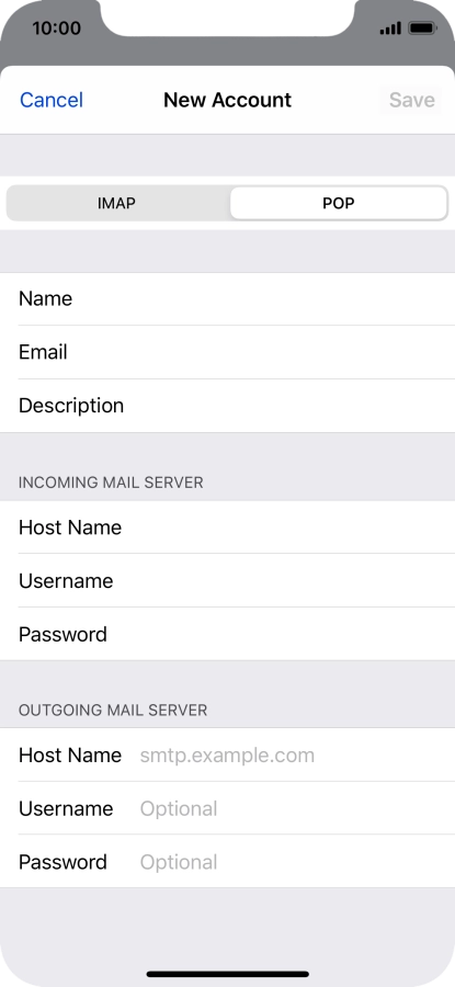 Press Host Name and key in the name or IP address of your email provider's outgoing server. Please note that if you can't send email messages when using your email provider's outgoing server, key in smtp.vodafone.net.au (Vodafone's outgoing server).
