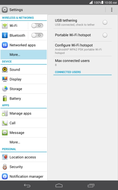 Press Portable Wi-Fi hotspot. Press Portable Wi-Fi hotspot.