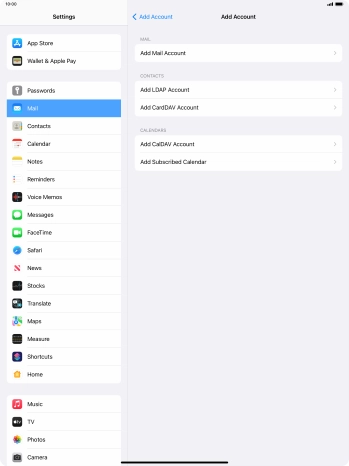 Press Add Mail Account. Press Add Mail Account.