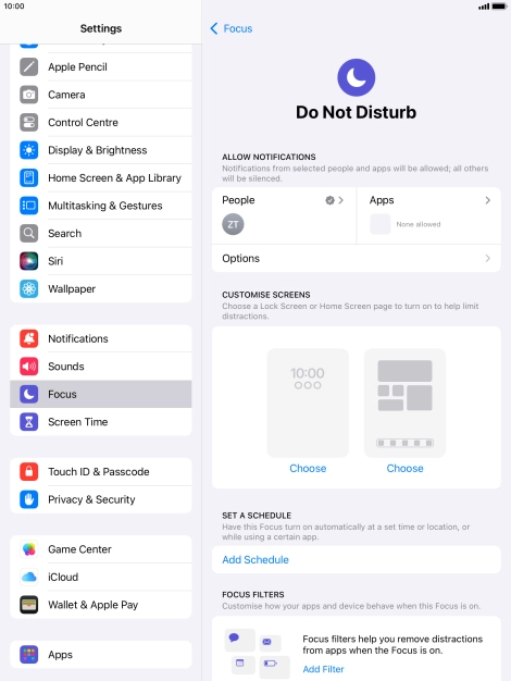 Press People and follow the instructions on the screen to select which contacts you would like to receive calls and notifications from when Do Not Disturb is turned on.