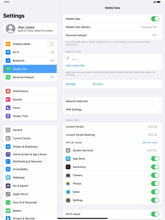 The total data usage is displayed next to Current Period. The total data usage is displayed next to Current Period.
