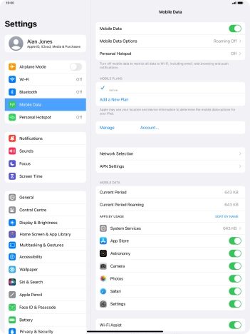 The total data usage is displayed next to Current Period. The total data usage is displayed next to Current Period.