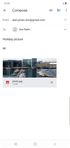 Press the send icon when you've finished your email message.