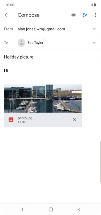 Press the send icon when you've finished your email message.