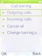 Select the required barring category.