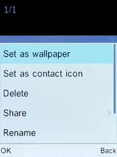 Select Share and press the Left selection key.