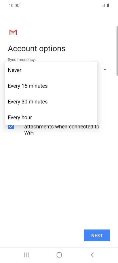 Press the required setting.