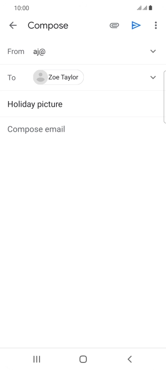 Press the text input field and write the text for your email message. Press the text input field and write the text for your email message.