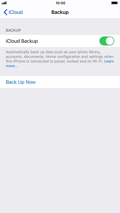 Press Back Up Now and wait while the phone memory is backed up.