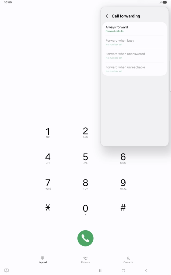 Press the required divert type.
