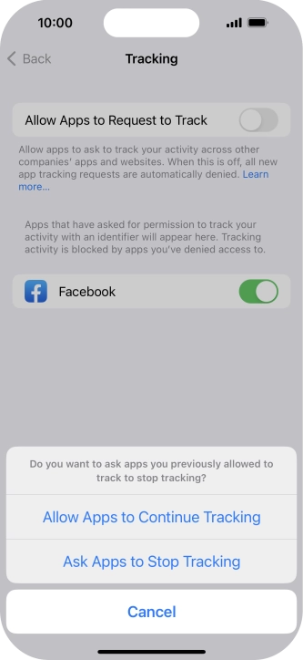 If you turn off the function, press the required setting.