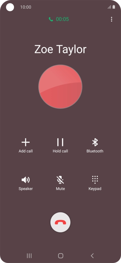Press the end call icon. Press the end call icon.