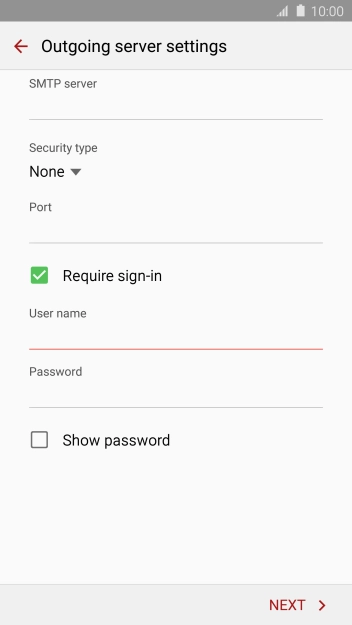 If you turn on SMTP authentication, press the field below If you turn on SMTP authentication, press the field below