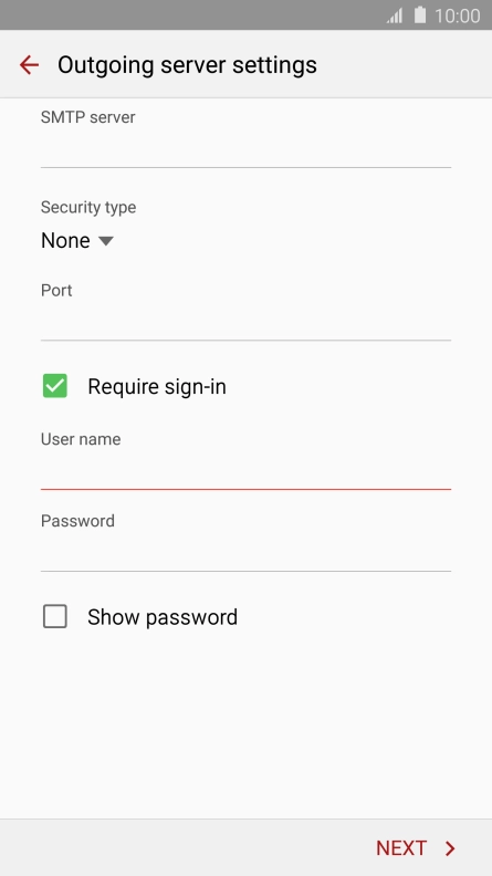 If you turn on SMTP authentication, press the field below If you turn on SMTP authentication, press the field below