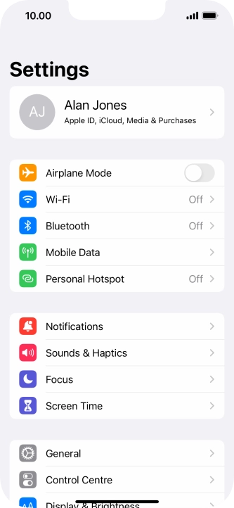 Press Mobile Data.