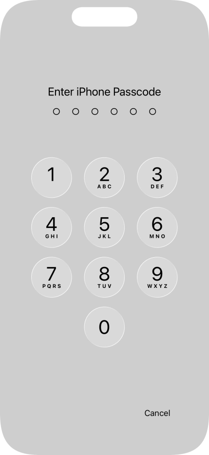 Use the phone lock code you created.