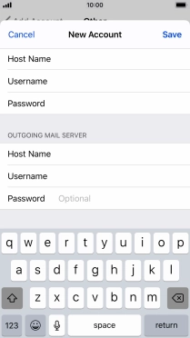 Press Password and key in the password for your email account. Please note that if you're using Vodafone's outgoing server, leave the password field empty.