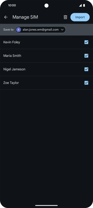 Press the fields next to the required contacts to select them. Press the fields next to the required contacts to select them.