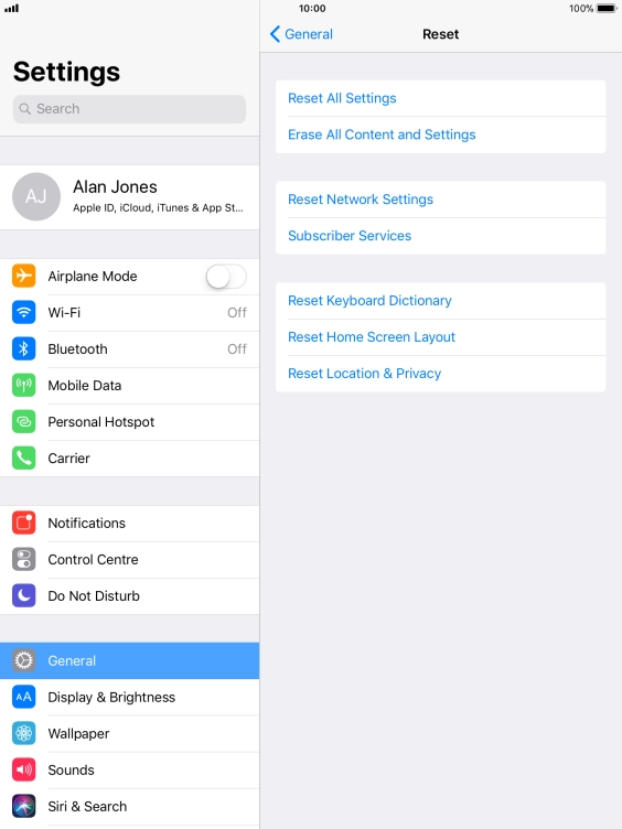 Press Reset All Settings.