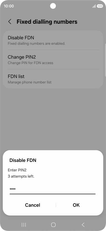 Key in your PIN2 and press OK. Key in your PIN2 and press OK.