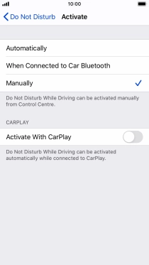 Press the required setting.