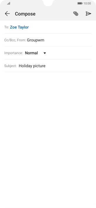 Press the text input field and write the text for your email message. Press the text input field and write the text for your email message.
