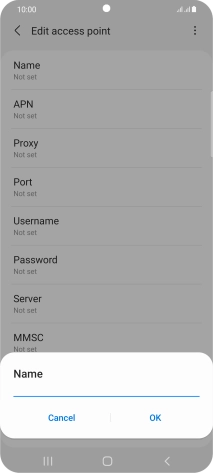 Key in Vodafone Internet and press OK. Key in Vodafone Internet and press OK.