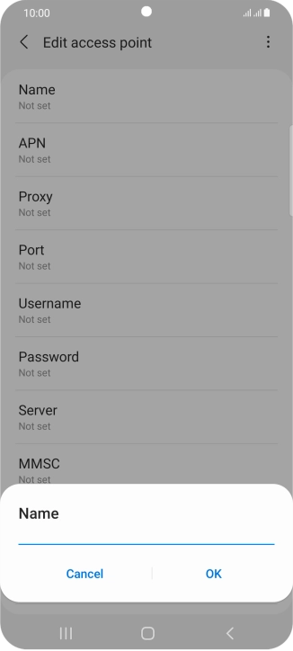 Key in Vodafone Internet and press OK. Key in Vodafone Internet and press OK.