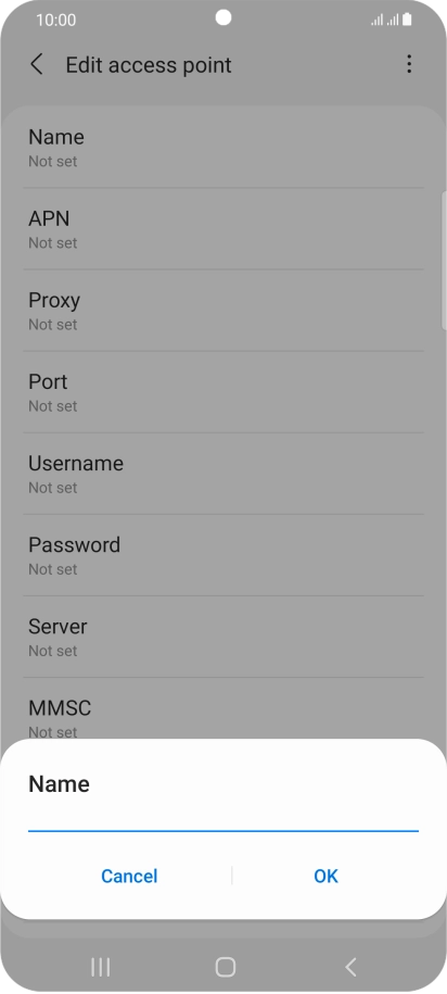 Key in Vodafone Internet and press OK. Key in Vodafone Internet and press OK.