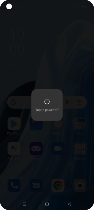 Press Tap to power off. Press Tap to power off.