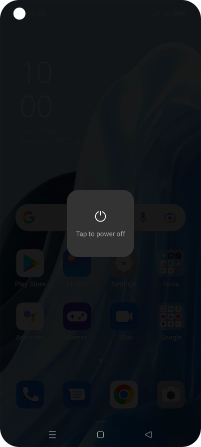 Press Tap to power off. Press Tap to power off.