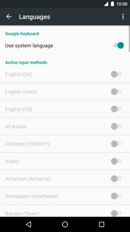 Press Use system language to turn it off. Press Use system language to turn it off.