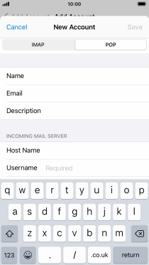 Press Username and key in the username for your email account.