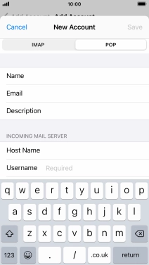 Press Username and key in the username for your email account. Press Username and key in the username for your email account.