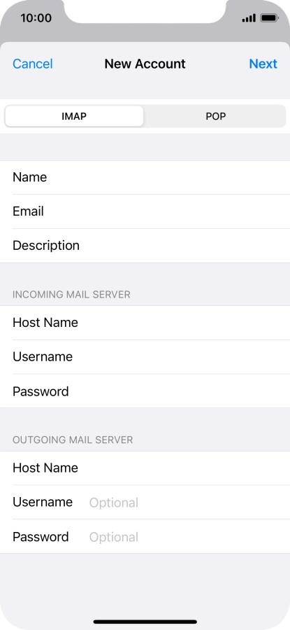 Press Username and key in the username for your email account. Please note that if you're using Vodafone's outgoing server, leave the username field empty.