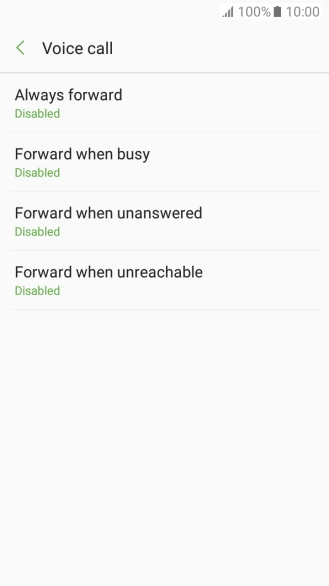 Press the required divert type. Press the required divert type.