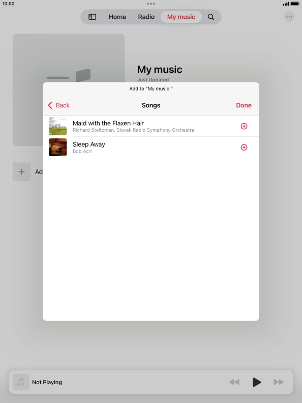Go to the required category and press the add icon next to the required audio file. Go to the required category and press the add icon next to the required audio file.