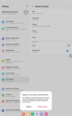 Press Remove data.