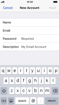 Press Password and key in the password for your email account. Press Password and key in the password for your email account.