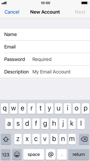Press Password and key in the password for your email account. Press Password and key in the password for your email account.