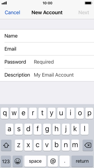 Press Password and key in the password for your email account. Press Password and key in the password for your email account.