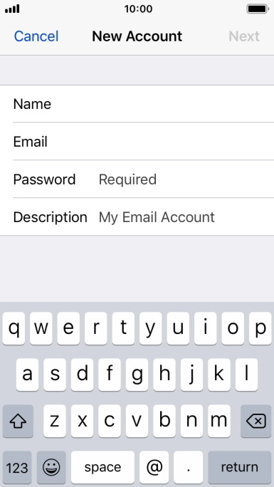 Press Password and key in the password for your email account. Press Password and key in the password for your email account.