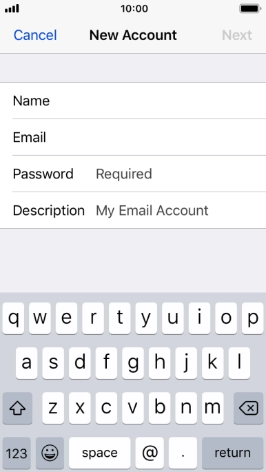 Press Password and key in the password for your email account. Press Password and key in the password for your email account.