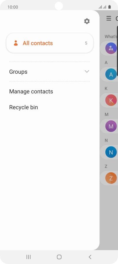 Press Manage contacts. Press Manage contacts.
