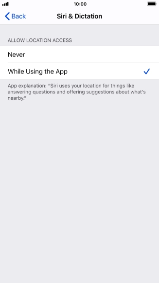 Press the required setting to turn the function on or off.