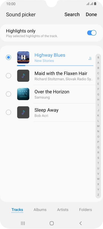 Once you've found a ring tone you like, press Done. Once you've found a ring tone you like, press Done.