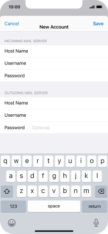 Press Password and key in the password for your email account. Please note that if you're using Vodafone's outgoing server, leave the password field empty.